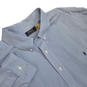 Polo Ralph Lauren Men's Blue White Pinstripe Button Down 3XB Classic Staple Pc